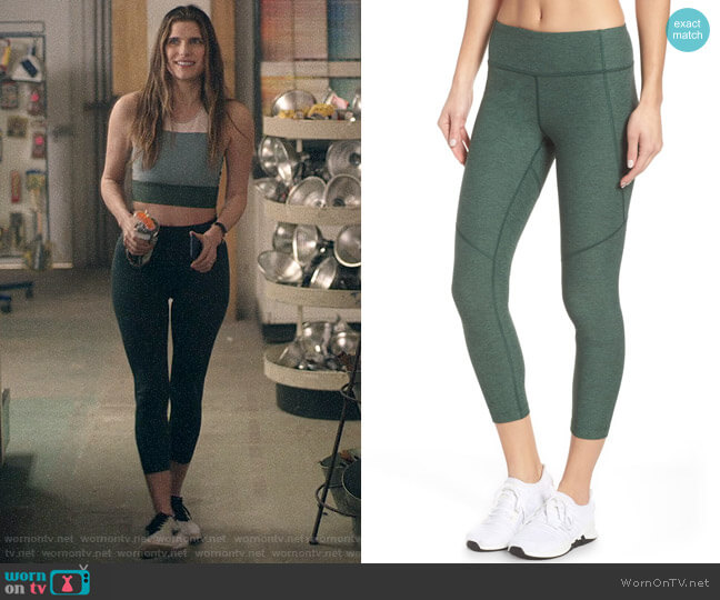Outdoor Voices Warm-Up Crop Leggings in Hunter worn by Rio (Lake Bell) on Bless This Mess