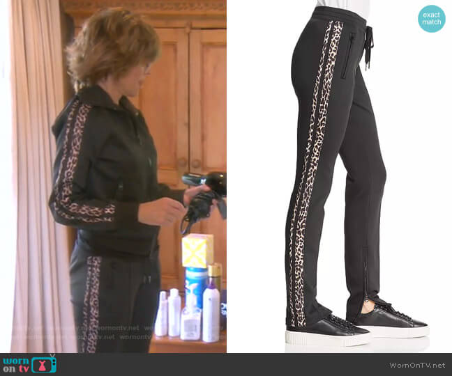 Pam & Gela Leopard Stripe Cigarette Pants worn by Lisa Rinna on The Real Housewives of Beverly Hills