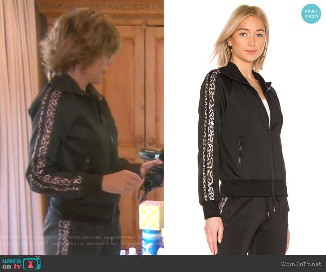 Pam & Gela Leopard Stripe Track Jacket worn by Lisa Rinna on The Real Housewives of Beverly Hills