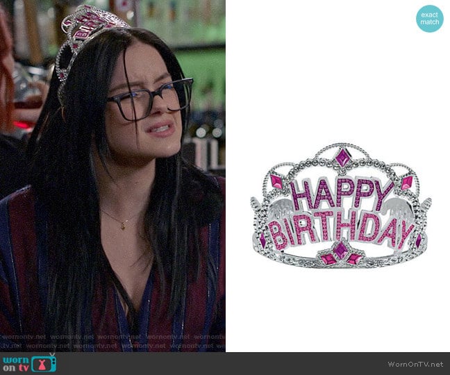 Pink Rhinestone Happy Birthday Tiara from Party City worn by Alex Dunphy (Ariel Winter) on Modern Family