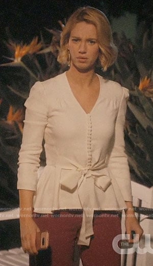 Petra’s white tie-front peplum top on Jane the Virgin