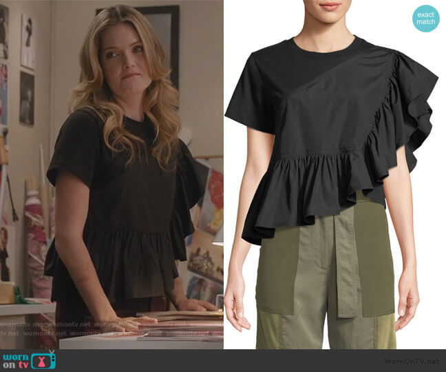 3.1 Phillip Lim Flamenco Flounce-Hem Tee worn by Sutton (Meghann Fahy) on The Bold Type