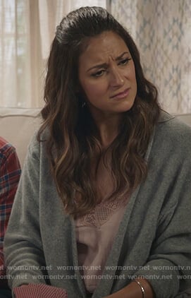 Colleen’s pink lace trim cami on Life in Pieces