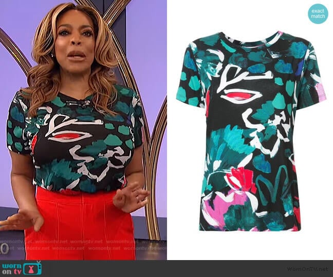 Prabal Gurung floral print T-shirt worn by Wendy Williams on The Wendy Williams Show