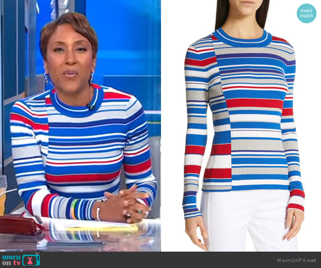 Rag & Bone Mason Stripe Top worn by Robin Roberts on Good Morning America