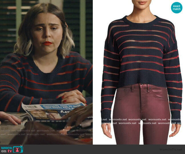 Rag & Bone Penn Cropped Sweater with Sheer Stripe Detail worn by Annie Marks (Mae Whitman) on Good Girls