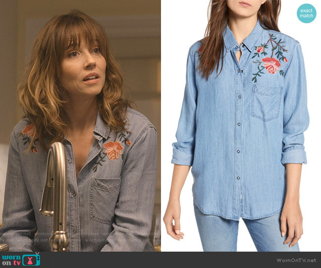 Rails Ingrid Embroidered Shirt worn by Judy Hale (Linda Cardellini) on Dead to Me