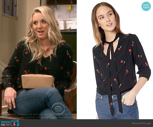 Rails Rhea Cherry Print Blouse worn by Penny Hofstadter (Kaley Cuoco) on The Big Bang Theory