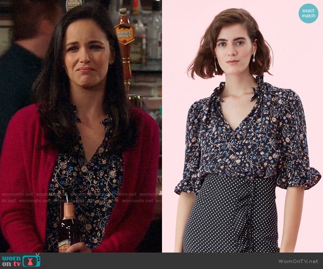 Rebecca Taylor Vivianna Vine Jacquard Silk Top worn by Amy Santiago (Melissa Fumero) on Brooklyn Nine-Nine