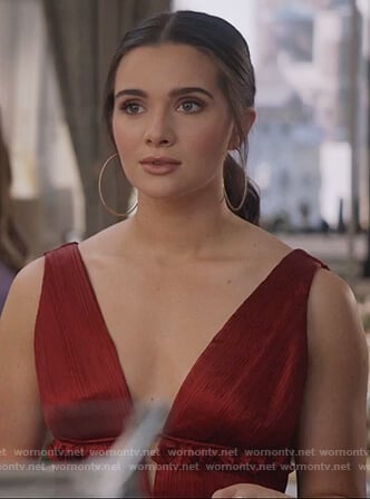 Jane’s red pleated dress on The Bold Type