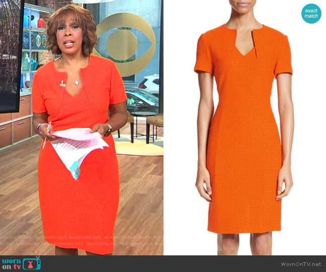 St. John Collection Ribbon Texture Knit Dress worn by Gayle King on CBS Mornings