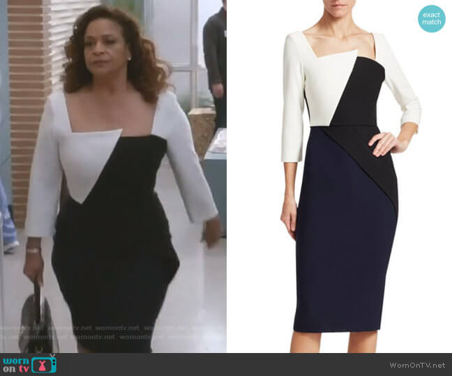 Roland Mouret Hughes Contrast-Panel Dress worn by Catherine Avery (Debbie Allen) on Greys Anatomy