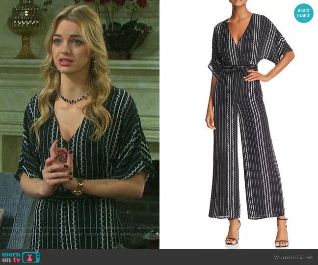 Sadie & Sage Geo-Print Wide-Leg Jumpsuit worn by Claire Brady (Olivia Keegan) on Days of our Lives