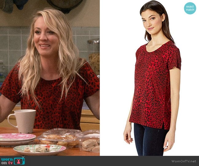 Sanctuary Beacon Tee in Red Leopard worn by Penny Hofstadter (Kaley Cuoco) on The Big Bang Theory