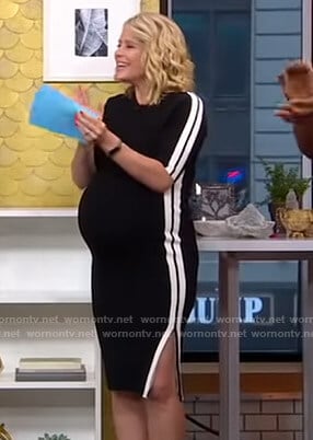 Sara’s black side striped dress on GMA Strahan and Sara