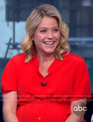 Sara’s red tie waist shirtdress on GMA Strahan And Sara