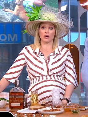 Sara’s white striped dress on GMA Strahan And Sara