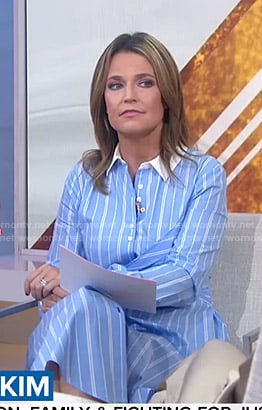 Savannah’s blue striped shirtdress on Today
