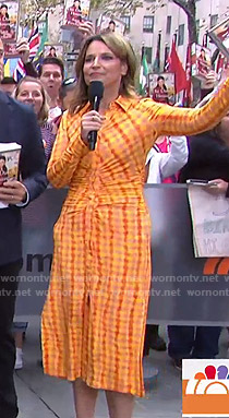 Savannah’s orange gingham check shirtdress on Today