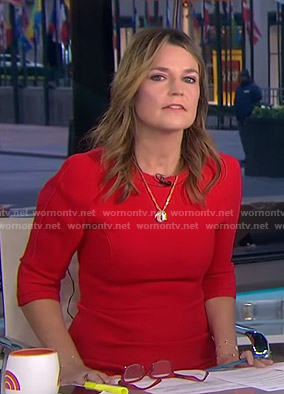 Savannah’s red three quarter sleeve dress on Today