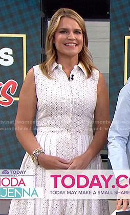 Savannah’s white eyelet shirtdress on Today