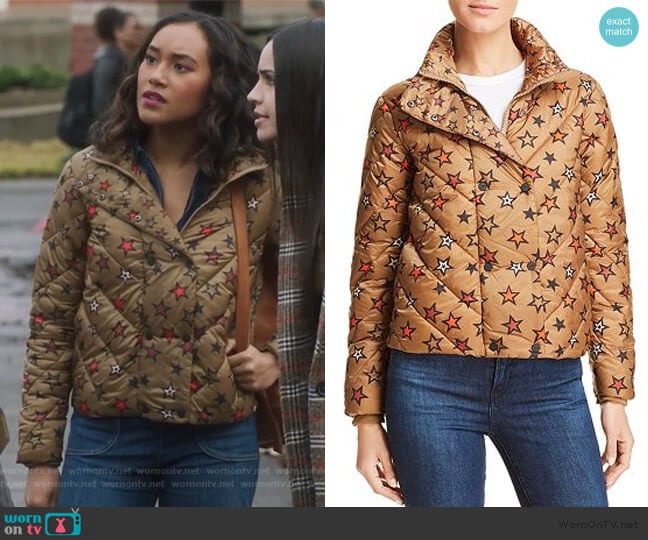 Scotch & Soda Star Print Cropped Puffer Jacket worn by Caitlin Martell-Lewis (Sydney Park) on Pretty Little Liars The Perfectionists