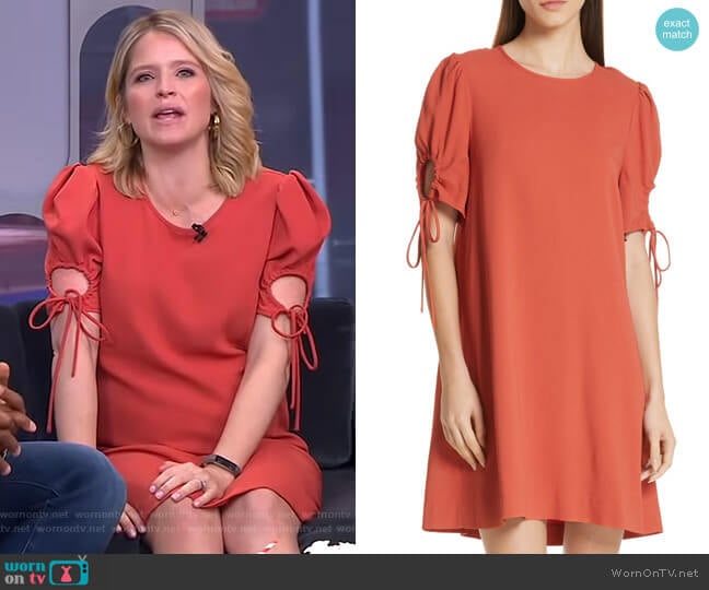 See by Chloe Cinch Sleeve Shift Dress worn by Sara Haines on Good Morning America