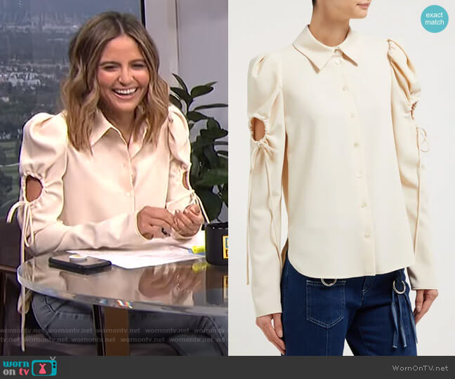 See by Chloe Puff Sleeved Cut-Out Blouse worn by Erin Lim on E! News