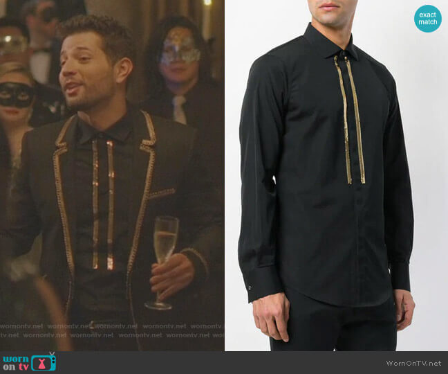 Dsquared2 Sequin Embellished Shirt worn by Sam Flores (Rafael de la Fuente) on Dynasty