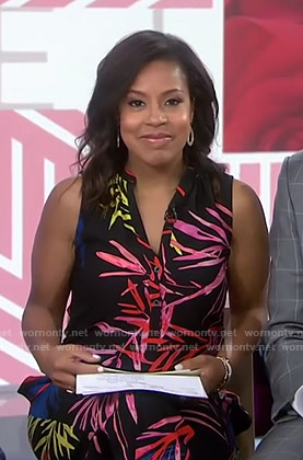 Sheinelle’s black leaf print jumpsuit on Today