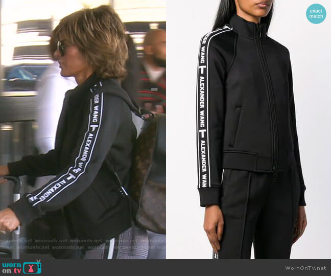 T by Alexander Wang Logo Stripe Sports Jacket worn by Lisa Rinna on The Real Housewives of Beverly Hills