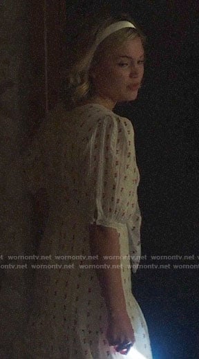 Tandy’s white flower embroidered dress with bow on Cloak and Dagger