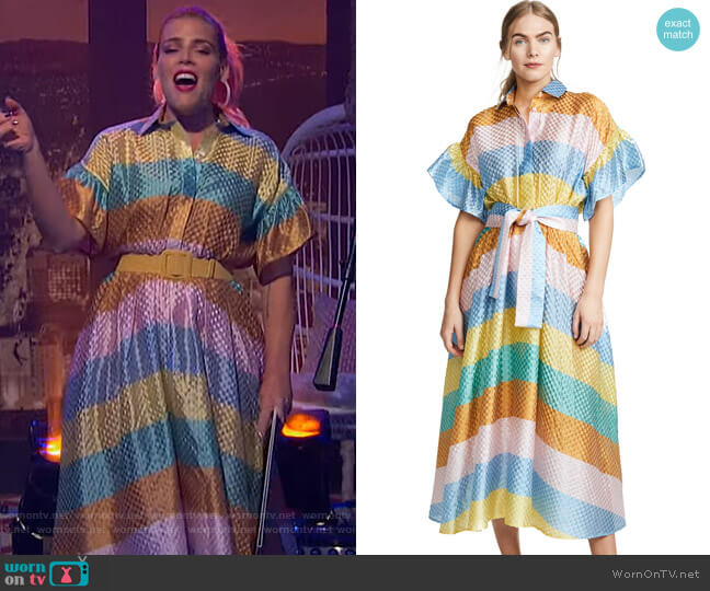 Tata Naka Rainbow Shirtdress worn by Busy Philipps on Busy Tonight