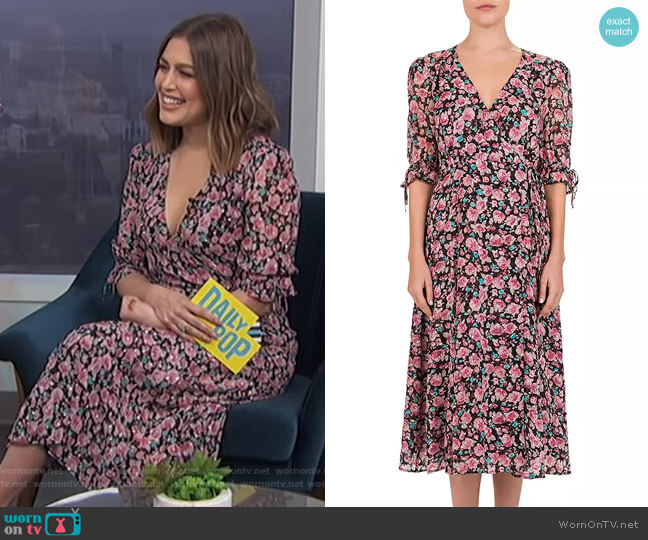 The Kooples Candy Flowers Printed Wrap Dress worn by Carissa Loethen Culiner on E! News