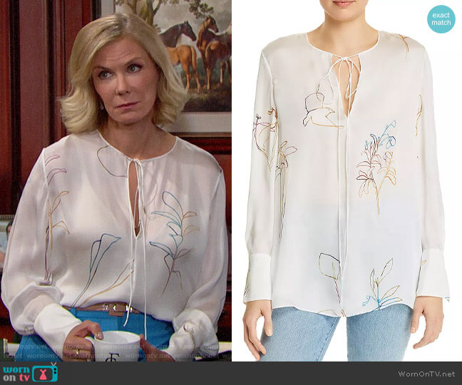 Theory Nature Silk Chiffon Tunic worn by Brooke Logan (Katherine Kelly Lang) on The Bold and the Beautiful
