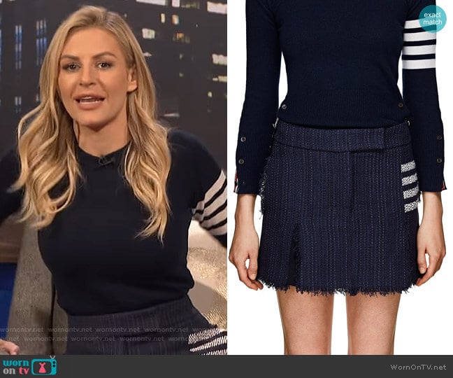 Thom Browne Striped Tweed Miniskirt worn by Morgan Stewart on E! News