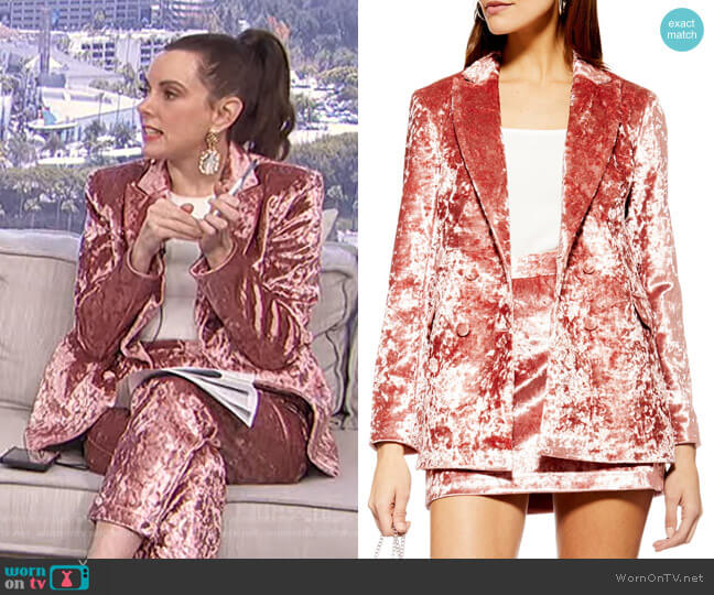 Topshop Bonded Velvet Jacket worn by Melanie Bromley on E! News