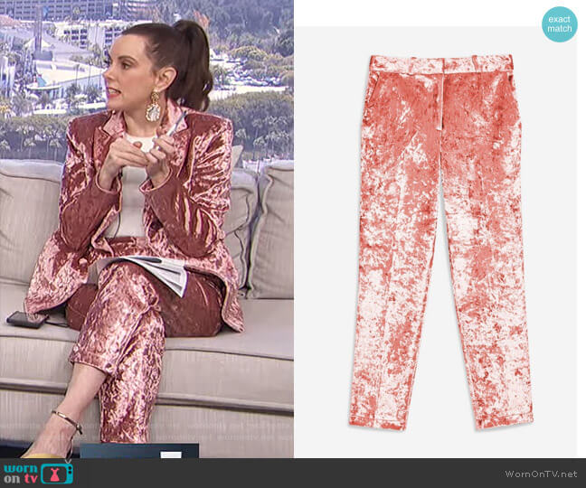 Topshop Bonded Velvet Trousers worn by Melanie Bromley on E! News