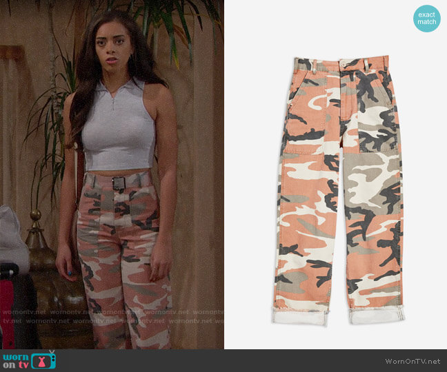 Topshop Clay Camouflage Trousers worn by Zoe (Kiara Barnes) on The Bold and the Beautiful