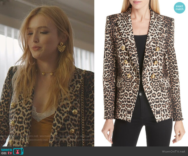 Veronica Beard Miller Leopard Print Dickey Jacket worn by Kirby Anders (Maddison Brown) on Dynasty
