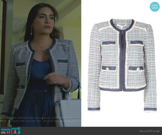 Veronica Beard Bouclé Tweed Jacket worn by Cristal Jennings (Daniella Alonso) on Dynasty