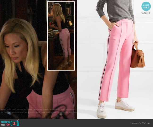 Victoria, Victoria Beckham Cropped woven slim-leg pants worn by Joan Watson (Lucy Liu) on Elementary