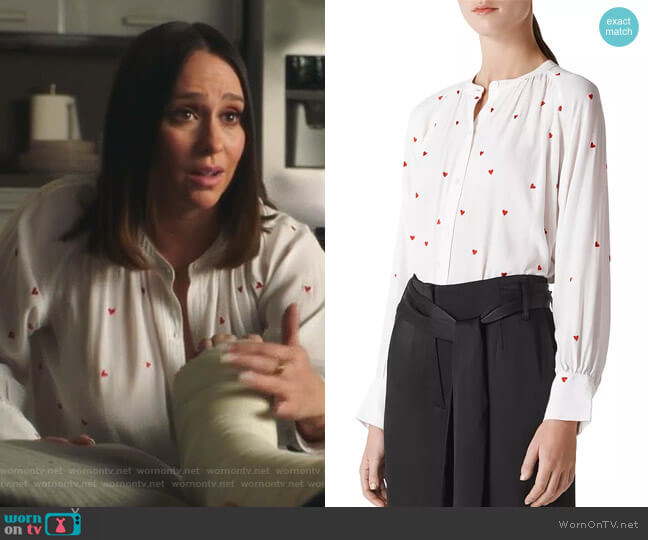 Whistles Embroidered Heart Blouse worn by Maddie Kendall (Jennifer Love Hewitt) on 9-1-1