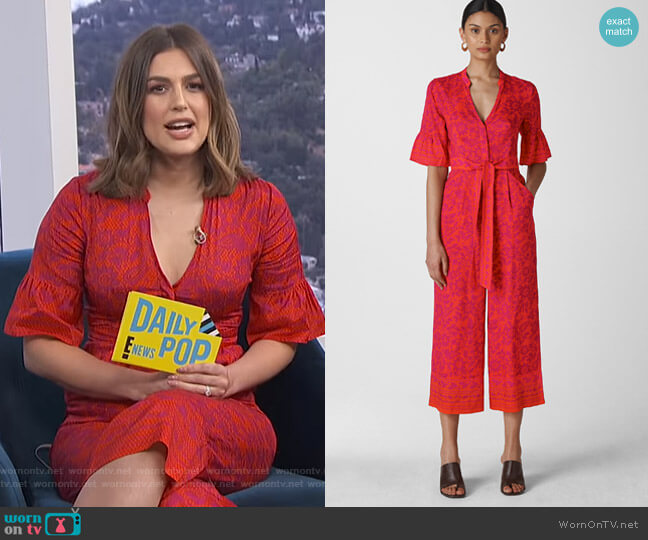 Whistles Henna Print Tie Front Jumpsuit worn by Carissa Loethen Culiner on E! News