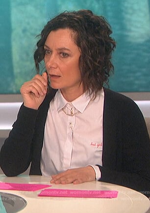 Sara’s white Bad Girl button up shirt on The Talk