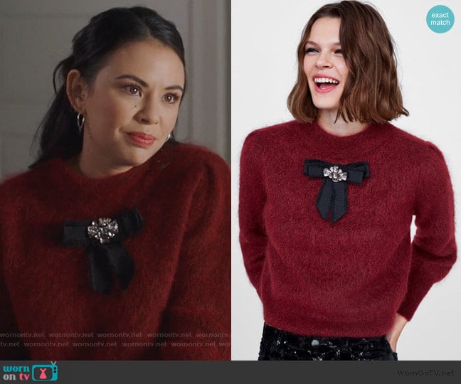 Zara Soft Feel Sweater with Bow worn by Mona Vanderwaal (Janel Parrish) on Pretty Little Liars The Perfectionists