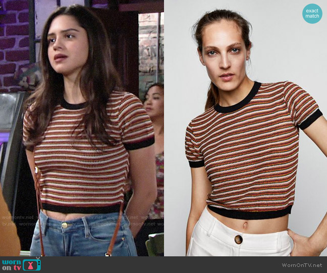 Zara Colored Stripe Sweater worn by Lola Rosales (Sasha Calle) on The Young and the Restless