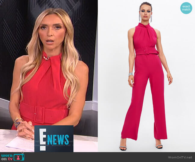 Zara Jumpsuit with Belt worn by Giuliana Rancic on E! News