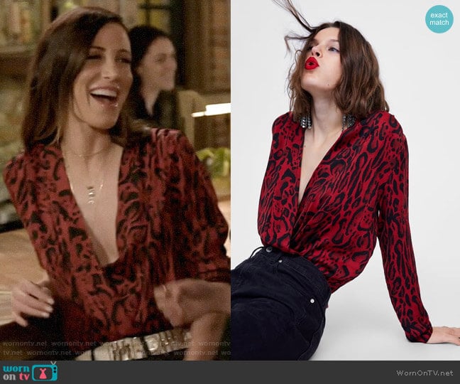Zara Animal Print Bodysuit worn by Kelly Henderson on Very Cavallari