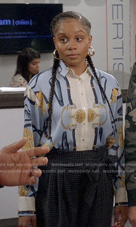 Ziane’s chain print blouse on Black-ish